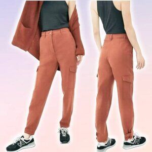 WILFRED FREE Aritzia Pant High Waisted Twill  Modern Cargo Pants Sz 00 Rust
